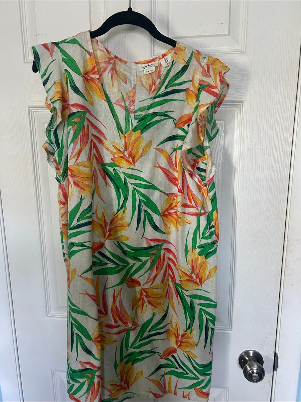 Nicole Miller Lush Tropical Floral Shift Dress in Yellow & Green